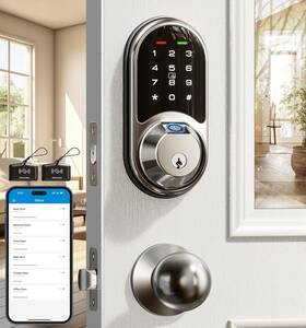 Veise 975331680327 Smart Locks For Front Door 2 Knob Handle Set Fingerprint Keyless Entry App