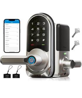 Veise 975331680419 Smart Lock Keyless Entry Door With Handle App Control Fingerprint D