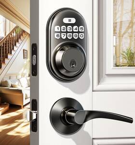 Veise 975331680426 Keyless Entry Door Lock With 2 Lever Handles - Electronic Keypad Deadbo
