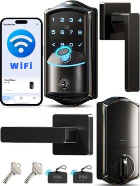 Ve027-l Veise 975331687494 Built-in Wifi Smart Door Lock With Lever Handle Set Fingerpr Inch