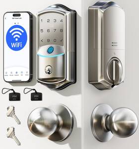 Ve027-k Veise 975331687616 Built-in Wifi Smart Lock With 2 Knob Fingerprint Keyless Entry Door