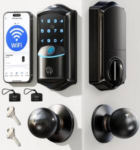 Ve027-k Veise 975331687623 Built-in Wifi Smart Lock With 2 Knob Fingerprint Keyless Entry