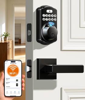 Ve012w-l Veise 975331687722 Built-in Wi-fi Fingerprint Smart Lock With Lever Handle Set App Rem
