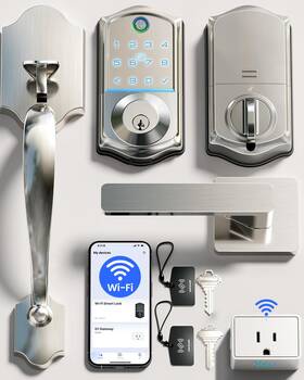 Ve017g-h Veise 975331687982 Wi-fi Smart Fingerprint Front Door Lock Set Remote App Contro