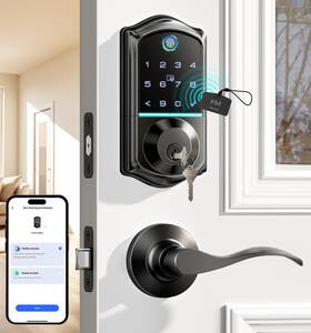 Veise 975331688668 Fingerprint Smart Lock With 2 Lever Handles Keyless Entry Front Door Se
