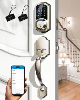 Veise 975331688927 Fingerprint Smart Locks For Front Door With Handle Set App Control Ke