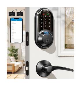 Veise 975331689665 Smart Locks For Front Door 2 Lever Handles Fingerprint Keyless Entry