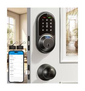 Veise 975331689696 Smart Locks For Front Door 2 Knob Handle Set Fingerprint Keyless Entr