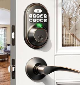 Veise 975331689993 Fingerprint Door Lock With 2 Lever Handles Keyless Entry Keypad L
