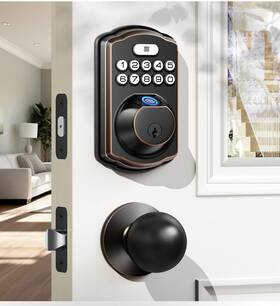 Kso2c Veise Fingerprint Door Lock 2 Knobs Keyless Entry Deadbolt Smart Oil-rubbed Bron