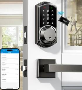 Ve06-l Veise Smart Lock With Handle Keypad App Keyless Entry Deadbolt Levers