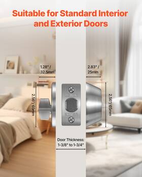 Vevor 197988125884 Deadbolt Lock Round Single Cylinder Dead Bolt Keyed 1 Side Satin Nickel 3 Keys