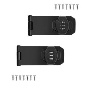 Mmsp-b-4-2 Vidysufyr Password Rotary Hasp Locks 2 Pack Door Security Slide Latch Lock Black Digit