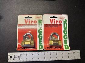 Viro 005344000831 Shackle Cylindrical / High Security Padlock Brass Vintage Italy Keys Rare G