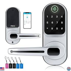 B17-silver Visit The Catchface Store Keyless Smart Fingerprint Door Lock - Sleek Silver Reversible Handle