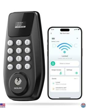 C100-plus Visit The Desloc Store C100 Plus Smart Lock - Wifi Keyless Entry Deadbolt Keypad App Control