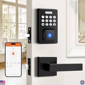Dle612bkmfa-sppb1pack Visit The Probrico Store Keyless Smart Door Lock - Black Handle Biometric Keypad App Control