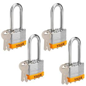 Qcs-l-4 Viuioe 4pcs Laminated Padlocks With Same Key For Door Luggage Gate Storage Fence