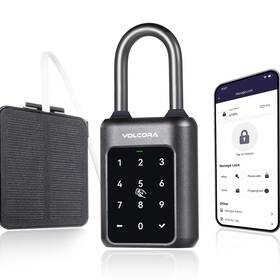 Volcora 810188664518 Fingerprint Padlock Smart Gym Locker Lock With Solar Panel Electronic