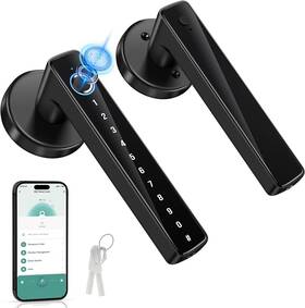 Volibel 733810071778 Fingerprint Door Lock 5 In 1 Pack Black With Keypad