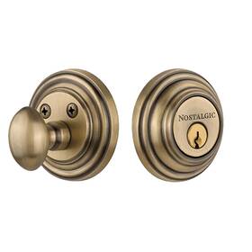 702273 Warehouse Classic Rosette Single Cylinder Deadbolt In Antique Brass