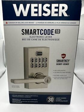 Weiser 059184422320 New Smartcode 10 Electronic Lever Deadbolt Lock - Satin Nickel Finish