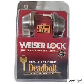 Weiser 083978228973 Lock Single Cylinder Deadbolt Antique Brass New Sealed