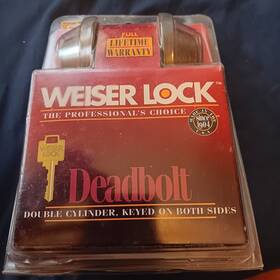 9370 Weiser Lock Double Cylinder Deadbolt Brass With Keys Vintage Life Time Warnty