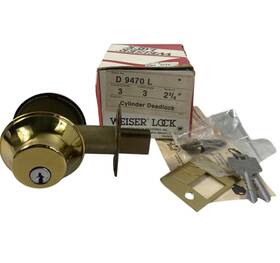 D9470l Weiser Deadbolt Single Cylinder Polished Brass Nos Vintage