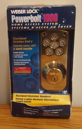 31-000983-01c Weiser Lock Powerbolt 1000 Keyless Touchpad Electronic Deadbolt Brass Gold