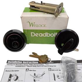 00671-1-1sl23 Weslock Single Cylinder Deadbolt Adjustable Oil Rubbed Bronze