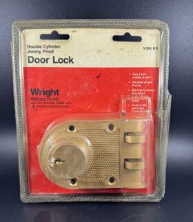 Wright 038462044485 Vintage Nib Products Double Cylinder Jimmy Proof Door Lock V386 Br