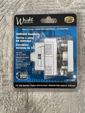 V114wh Wright Surface Deadlock For Screen And Storm Doors 5/8 Inch -2 Thick With Keys