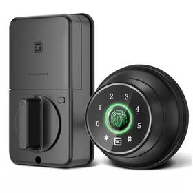 Wrightmaster 445028397375 4-in-1 Aluminum Smart Lock Deadbolt Biometric And Key Access In Black