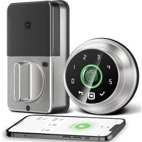 Wrightmaster 569776143293 4 In 1 Aluminum Smart Lock Deadbolt With App Biometric Door Knob