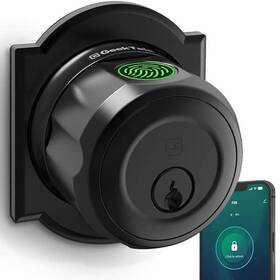 Wrightmaster 580236287586 3 In 1 Aluminum Smart Lock Deadbolt With App Biometric Door Knob Shield Black