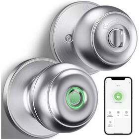 Wrightmaster 744759193476 3 In 1 Aluminum Smart Lock Deadbolt With App Biometric Door Knob Keyless Entry