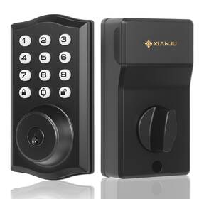 Xj-d5p-blk Xianju Keyless Entry Door Lock With Keypad Auto Voice Prompt Smart Deadbolt