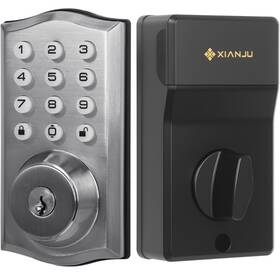 Xj123456 Xianju Keyless Entry Door Lock Keypad Auto Voice Deadbolt Nickel