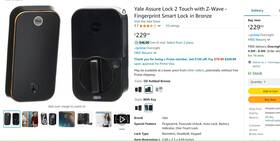 Yale 081023125406 Assure Lock 2 Touch With Z-wave - Fingerprint Smart In Bronze