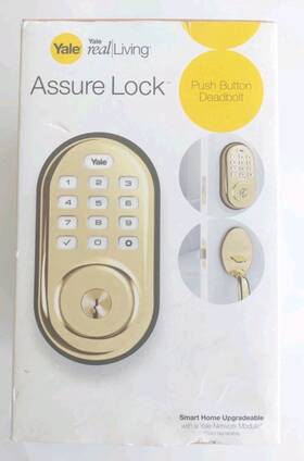 Yrd216-nr-605 Yale New Assure Lock Push Button Deadbolt Keypad Polished Brass