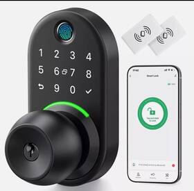 Yr02 Yamiry Smart Keyless Entry Door Lock With Knob Fingerprint Keypad Black