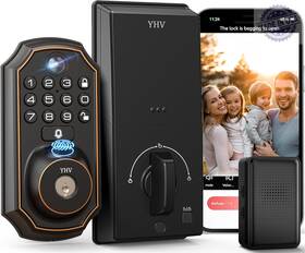 Yhv 696592541443 Keyless Entry Door Lock With Camera Fingerprint Smart App Remote