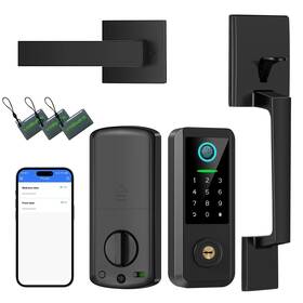 Yb5h-bk Yosimika Fingerprint Smart Door Lock With Handle Set Keyless Entry Key