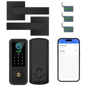 Yb5l-bk Yosimika Keyless Entry Door Lock With Handle Set Smart Front Keypad