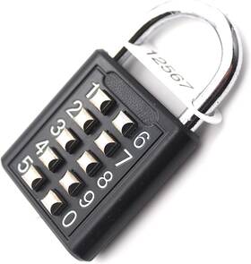 St01 Zeng 10-button Combination Padlock Pre-set 5-digit 39x70x11mm Black