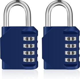 Zhege 631145237565 Combination Lock 2 Pack 4 Digit Padlock For Gym 2p Blue