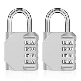 Zhege 703064714134 Combination Lock 2 Pack 4 Digit Outdoor Padlock For 2p Silver
