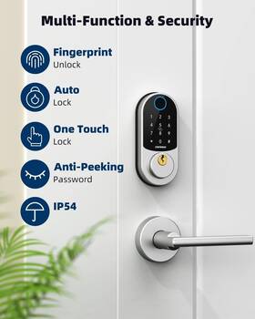 Y3-ssf2lh Zomnua Fingerprint Front Door Lock Set - Keyless Entry With Handles