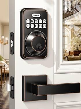 Zowill 331632768855 Keyless Entry Door Lock With 2 Lever Handles Electronic Keypad Deadbolt Aut